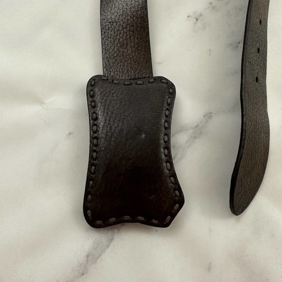 Fossil Mens Vintage Y2k Western Leather Belt Size 34 Dark Brown Buckle - Picture 3 of 5